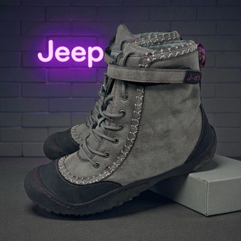 Vintage 🔥J-41 Jeep 💜Gray Suede Vegan Chunky Boots‎ Y2K Grunge Gorpcore Rare 11